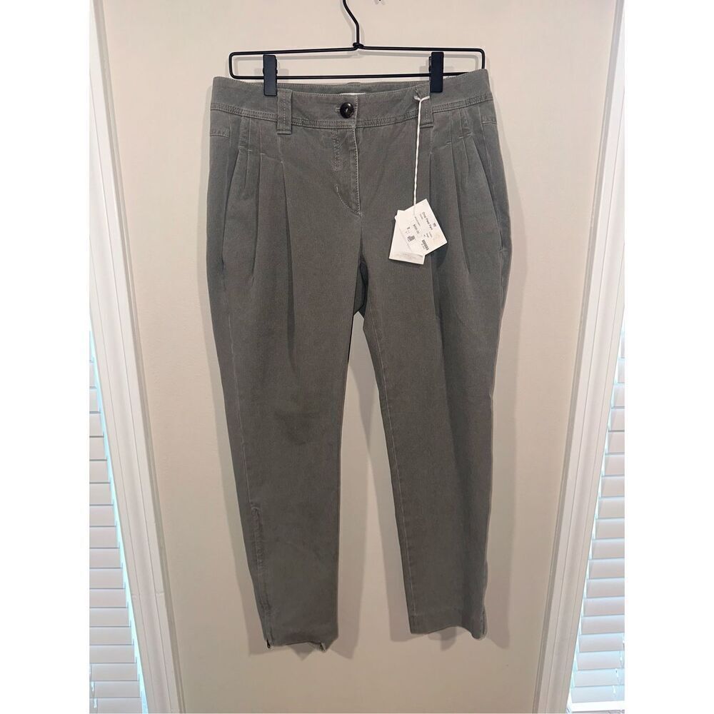 Nwt Gunex Italy Cotton Drop Pleat Pant Sage Size 42 $695